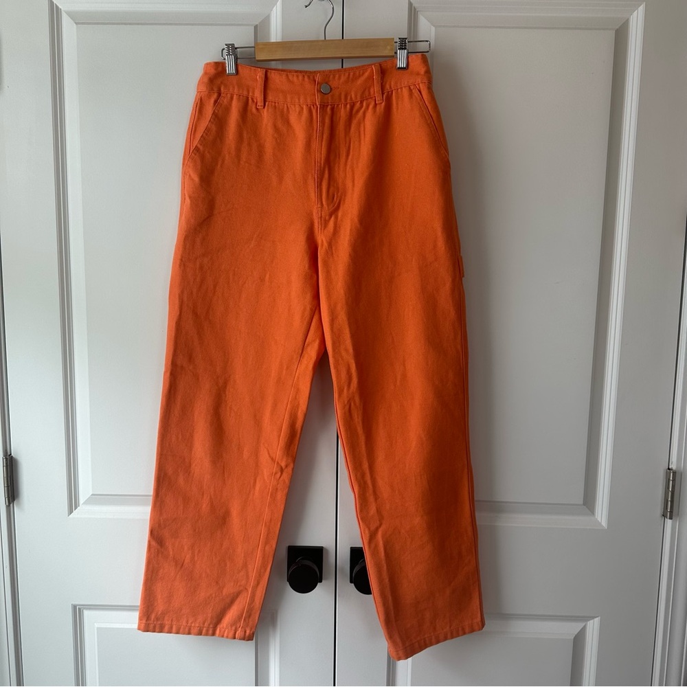 PRIX Women’s Orange Cargo Carpenter Pants Straight Leg (Size S)